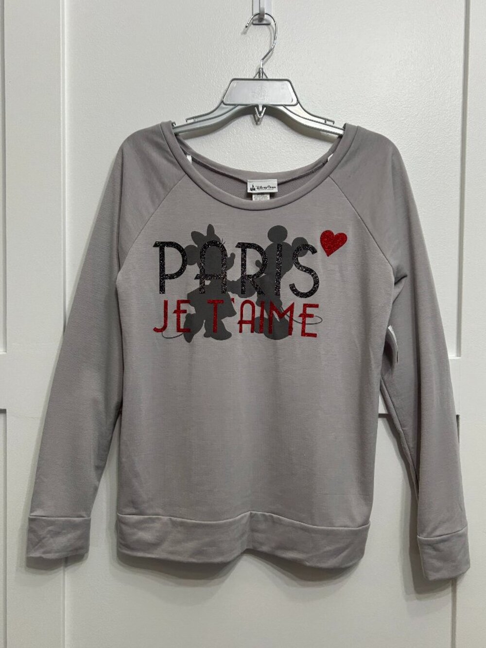 Disney Parks EPCOT Paris Je T’aime Mickey & Minnie Long Sleeve Top, Medium, NWT
